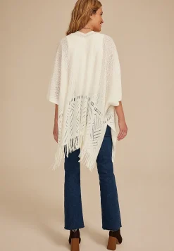 Maurices Sweaters Cardigans & Kimonos-Fringed Textured Knit Kimono