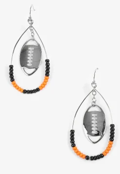Maurices Earrings-Game Day Black And Orange Beaded Teardrop Earrings