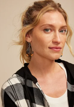 Maurices Earrings-Game Day Black And Orange Beaded Teardrop Earrings