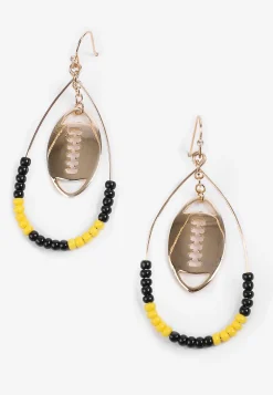 Maurices Earrings-Game Day Black And Yellow Beaded Teardrop Earrings