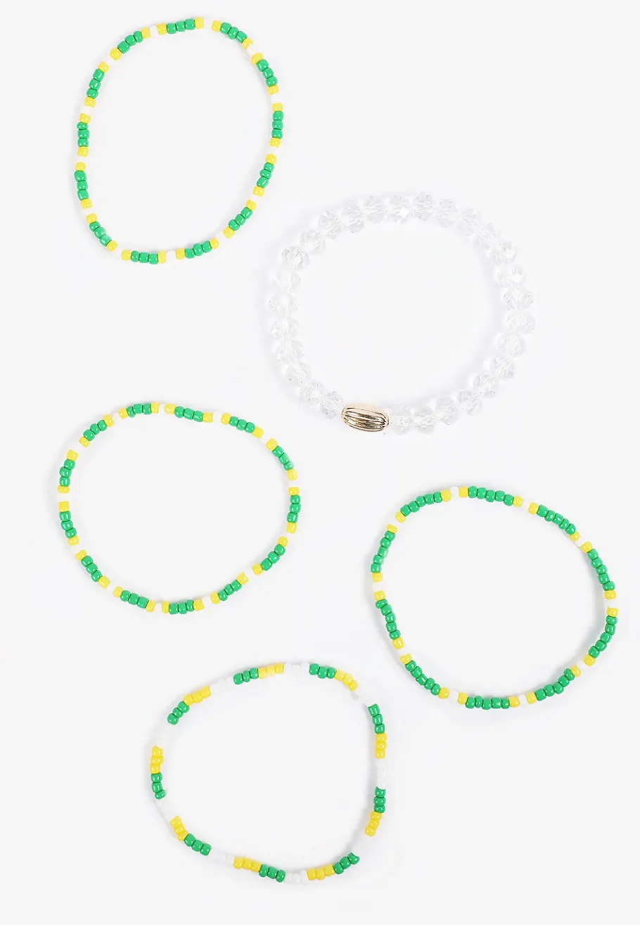 Maurices Bracelets & Anklets-Game Day Green And Yellow Stretch Bracelet Set