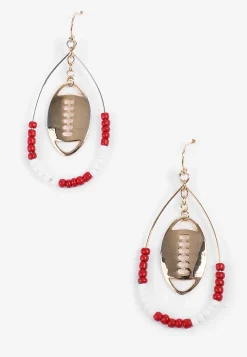 Maurices Earrings-Game Day Maroon And White Beaded Teardrop Earrings