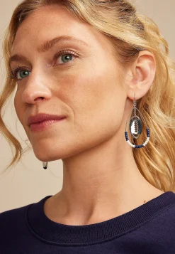 Maurices Earrings-Game Day Navy Blue And White Beaded Teardrop Earrings