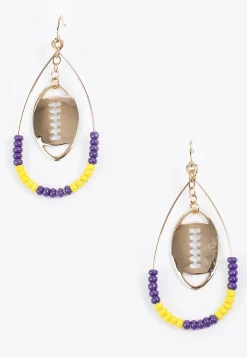 Maurices Earrings-Game Day Purple And Yellow Beaded Teardrop Earrings