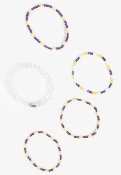 Maurices Bracelets & Anklets-Game Day Purple And Yellow Stretch Bracelet Set