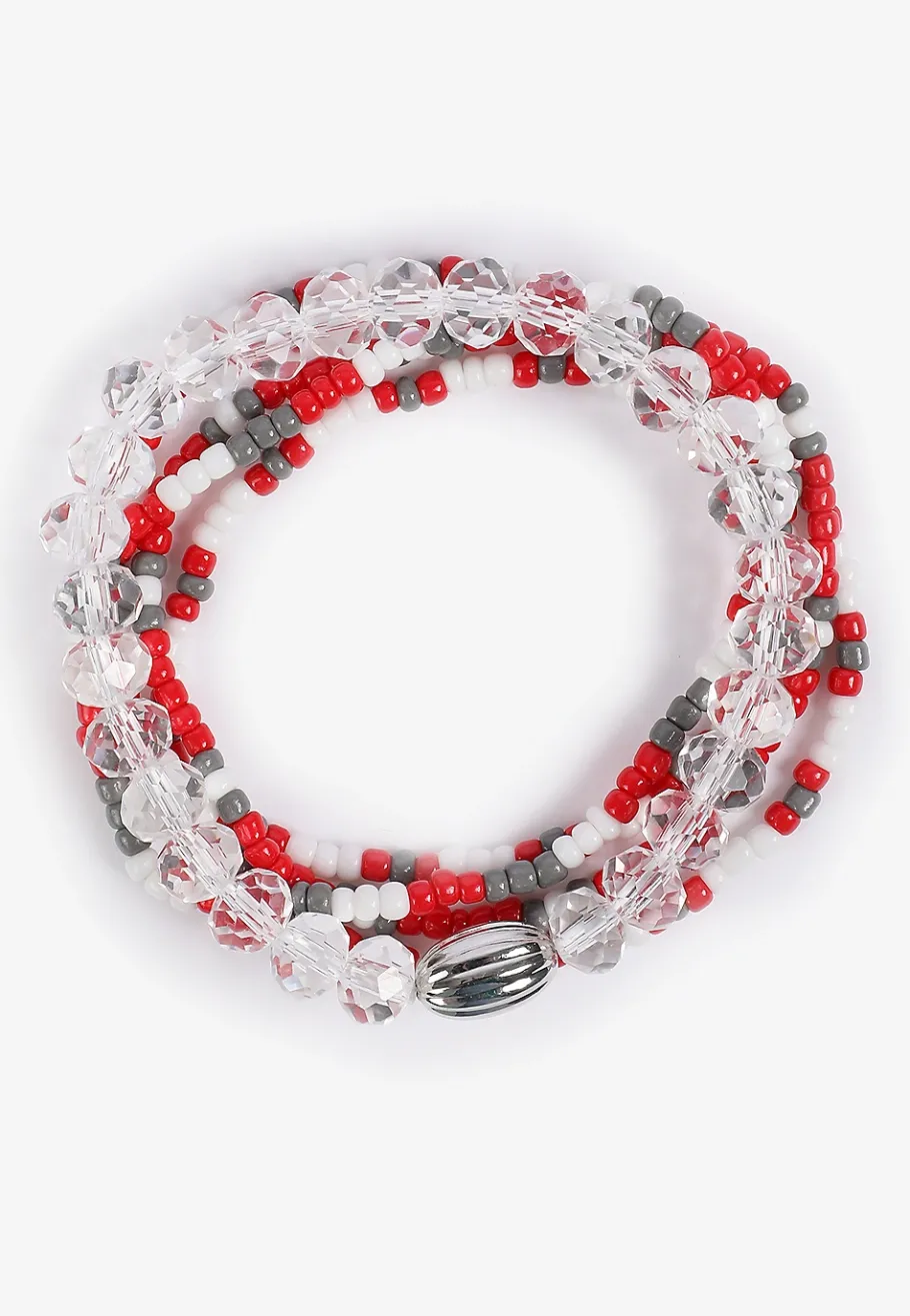 Maurices Bracelets & Anklets-Game Day Red And White Stretch Bracelet Set