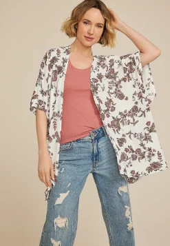 Maurices Sweaters Cardigans & Kimonos-Georgette Floral Kimono