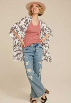 Maurices Sweaters Cardigans & Kimonos-Georgette Floral Kimono
