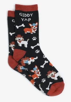 Maurices Socks & Tights-Giddy Yap Dog Crew Socks