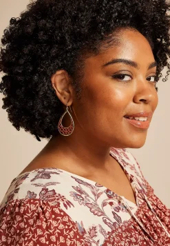 Maurices Earrings-Gold And Floral Cut Out Teardrop Earrings