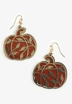 Maurices Earrings|Matching Sets-Metal Overlay Pumpkin Drop Earrings