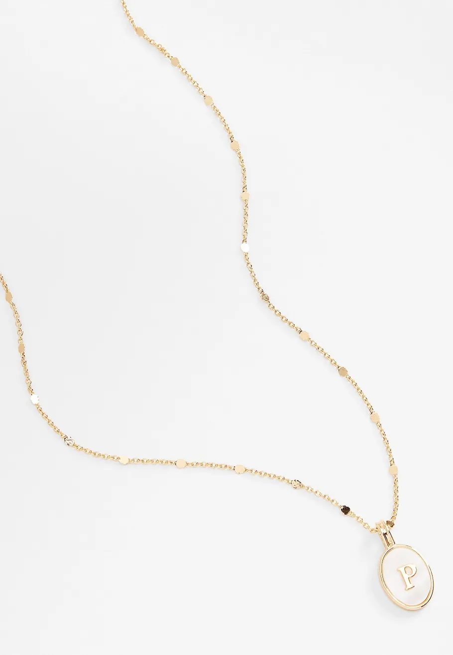 Maurices Necklaces-Gold Oval Initial endant Necklace