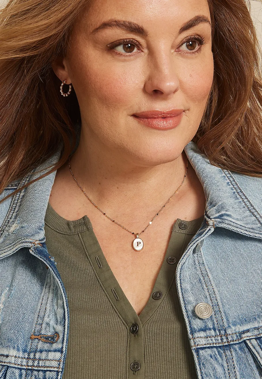 Maurices Necklaces-Gold Oval Initial endant Necklace
