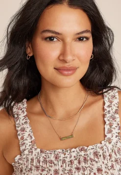 Maurices Necklaces|Matching Sets-Green Stone Bar Double Layered Necklace