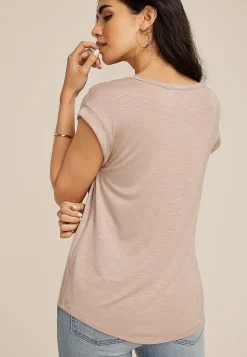 Maurices Tees-Grommet Shoulder Scoop Neck Tee