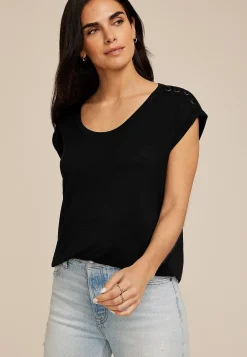 Maurices Tees-Grommet Shoulder Scoop Neck Tee
