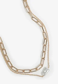 Maurices Necklaces-Hammered Pearl Double Layered Necklace