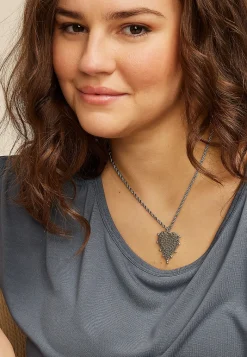 Maurices Necklaces|Matching Sets-Hammered Studded Heart Pendant Necklace