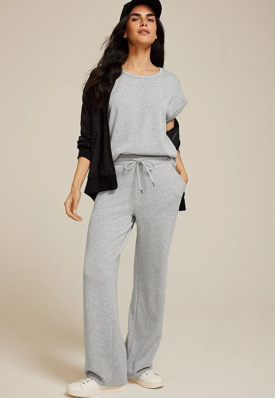 Maurices Tees-Heathered Cloud Scuba Knit Crew Neck Tee