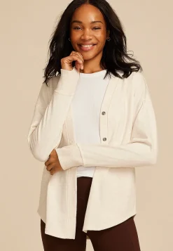 Maurices Jackets-Heathered French Terry Snap Button Cardigan