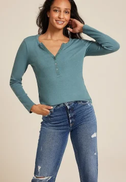 Maurices Tees-Henley Long Sleeve Tee