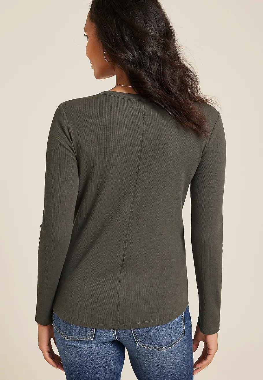 Maurices Tees-Henley Long Sleeve Tee