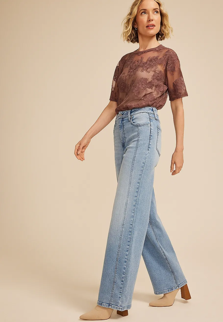 Maurices Flare & Wide Leg Jeans|Flare & Wide Leg Jeans-High Rise Side Seam Wide Leg Jean
