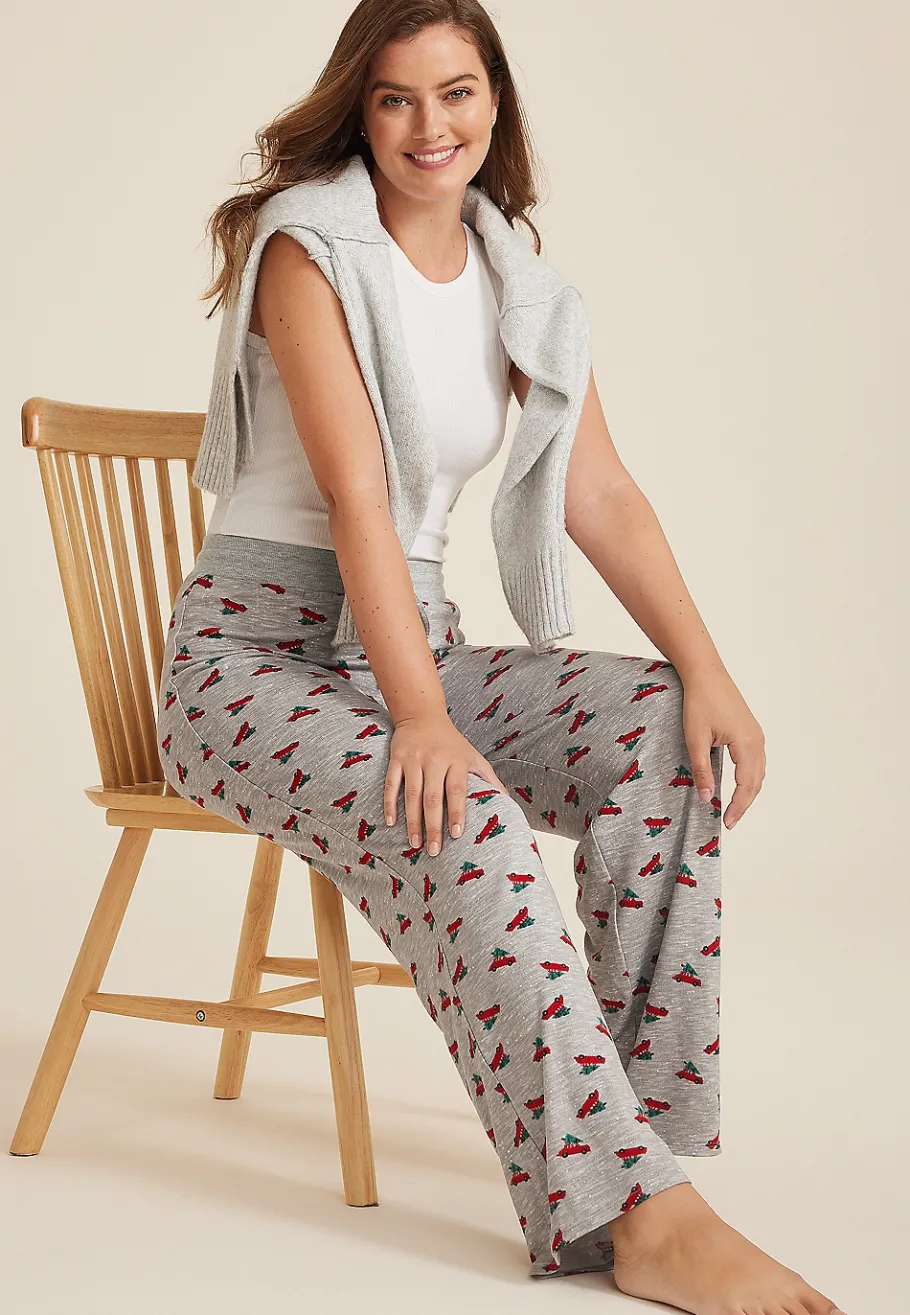 Maurices Pajamas|Pajamas-Holiday Red Car Hacci Wide Leg Pajama Pants