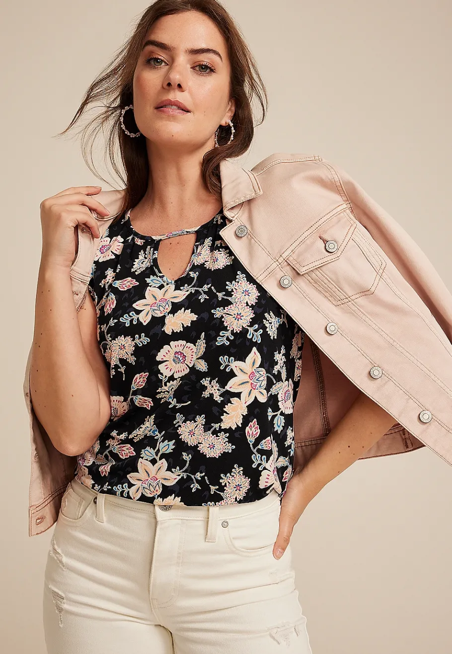 Maurices Tanks & Camis-Isla Floral Keyhole Tank Top