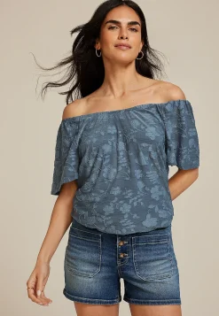 Maurices Shirts & Blouses-Jacquard Bubble Hem Blouse