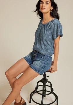 Maurices Shirts & Blouses-Jacquard Bubble Hem Blouse