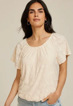 Maurices Shirts & Blouses-Jacquard Bubble Hem Blouse