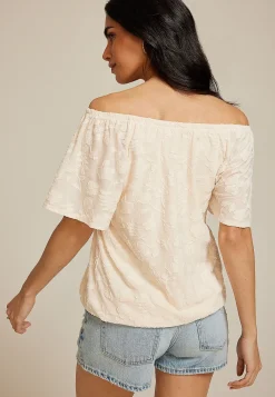 Maurices Shirts & Blouses-Jacquard Bubble Hem Blouse