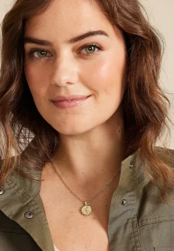 Maurices Necklaces-14k Plated Floral Engraved Pendant Necklace