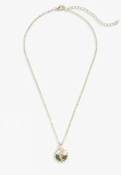 Maurices Necklaces-14k Plated Floral Engraved Pendant Necklace