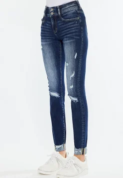 Maurices Jeggings & Skinny Jeans|Curvy Fit-KanCan™ Curvy Mid Rise Ripped Cuffed Hem Skinny Jean