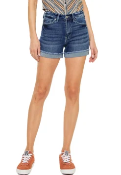 Maurices Shorts|Jean Shorts-KanCan™ Dark Mid Rise Cuffed Frayed Hem 3.5in Short
