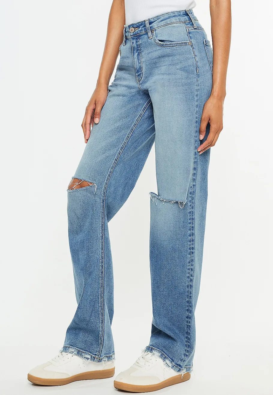 Maurices Straight Jeans|Straight Jeans-KanCan™ High Rise Open Ripped Straight Jean