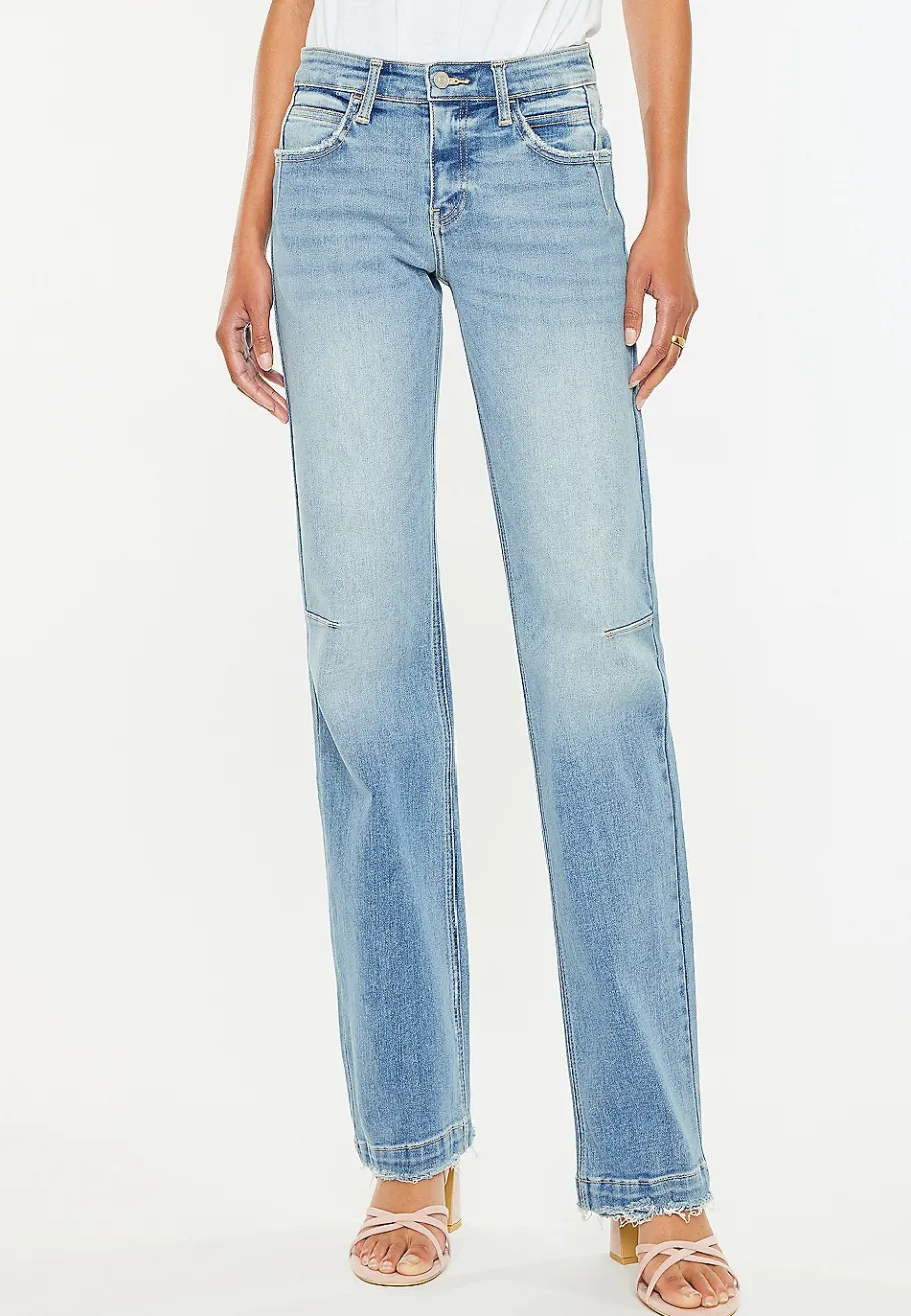Maurices Straight Jeans|Straight Jeans-KanCan™ Mid Rise Fray Hem Straight Jean