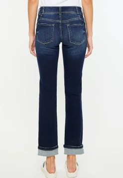 Maurices Straight Jeans|Straight Jeans-KanCan™ Mid Rise Open Ripped Cuff Hem Straight Ankle Jean