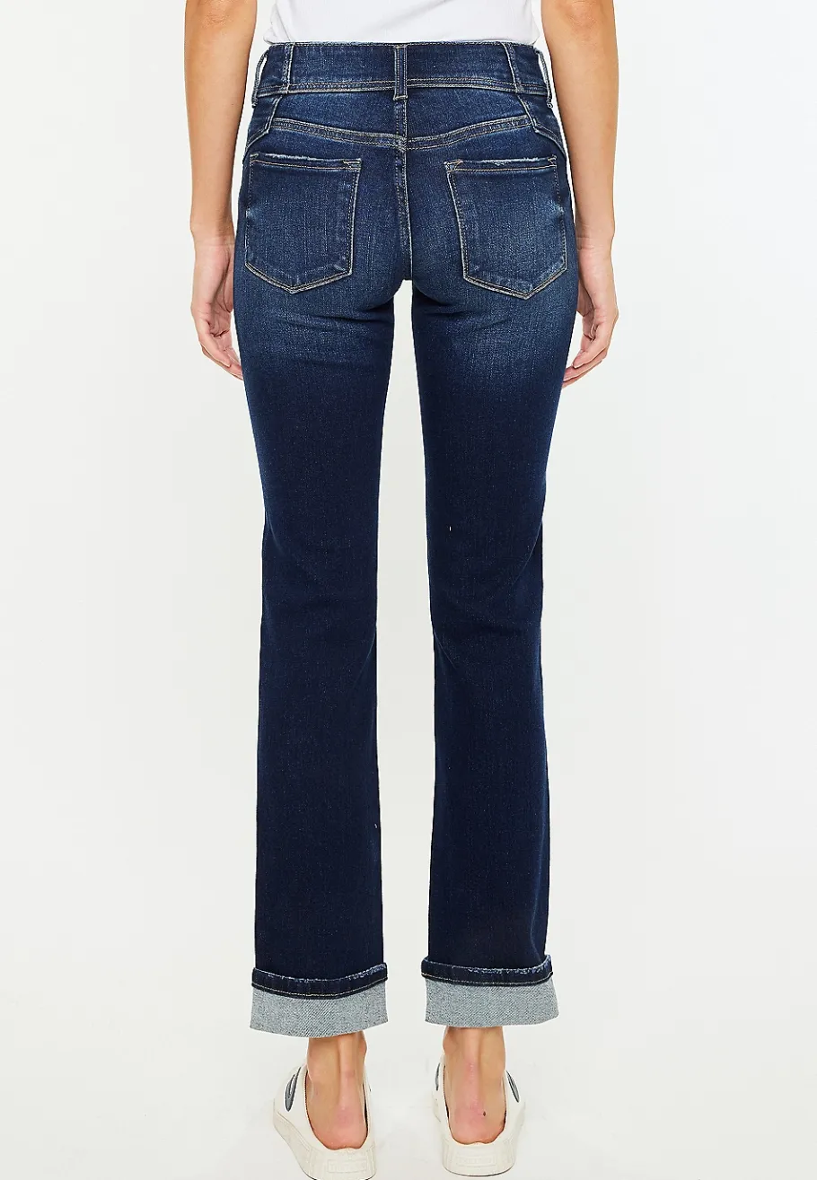 Maurices Straight Jeans|Straight Jeans-KanCan™ Mid Rise Open Ripped Cuff Hem Straight Ankle Jean