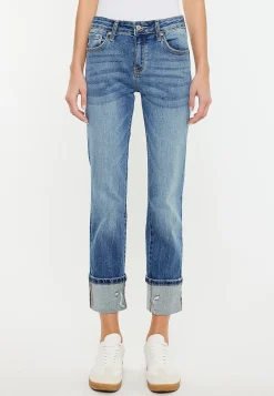 Maurices Straight Jeans|Ankle Jeans-KanCan™ Mid Rise Ripped Cuff Hem Slim Straight Ankle Jean