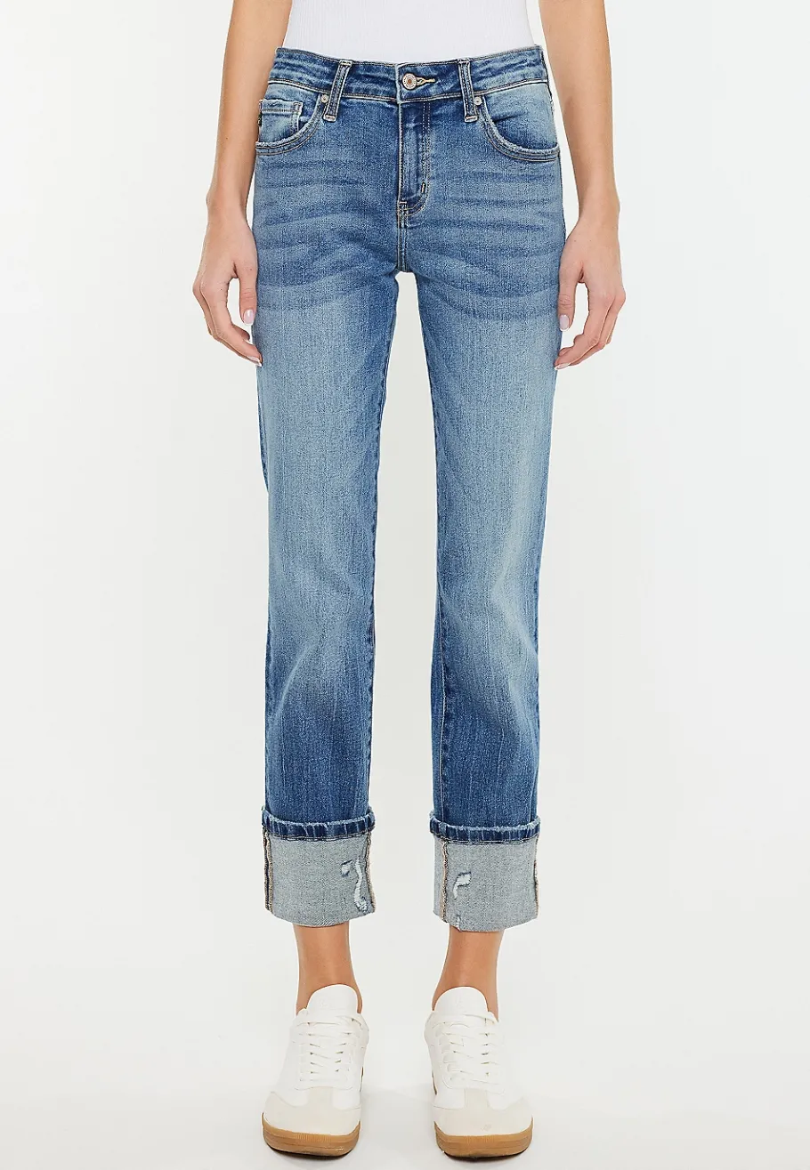 Maurices Straight Jeans|Ankle Jeans-KanCan™ Mid Rise Ripped Cuff Hem Slim Straight Ankle Jean
