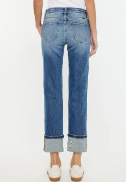 Maurices Straight Jeans|Ankle Jeans-KanCan™ Mid Rise Ripped Cuff Hem Slim Straight Ankle Jean