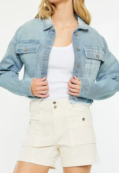 Maurices Jackets-KanCan™ Rigid Plaid Drop Shoulder Crop Jacket