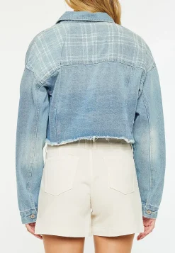 Maurices Jackets-KanCan™ Rigid Plaid Drop Shoulder Crop Jacket