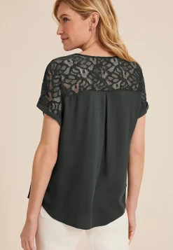 Maurices Shirts & Blouses-Lace Trim V Neck Dolman Tee