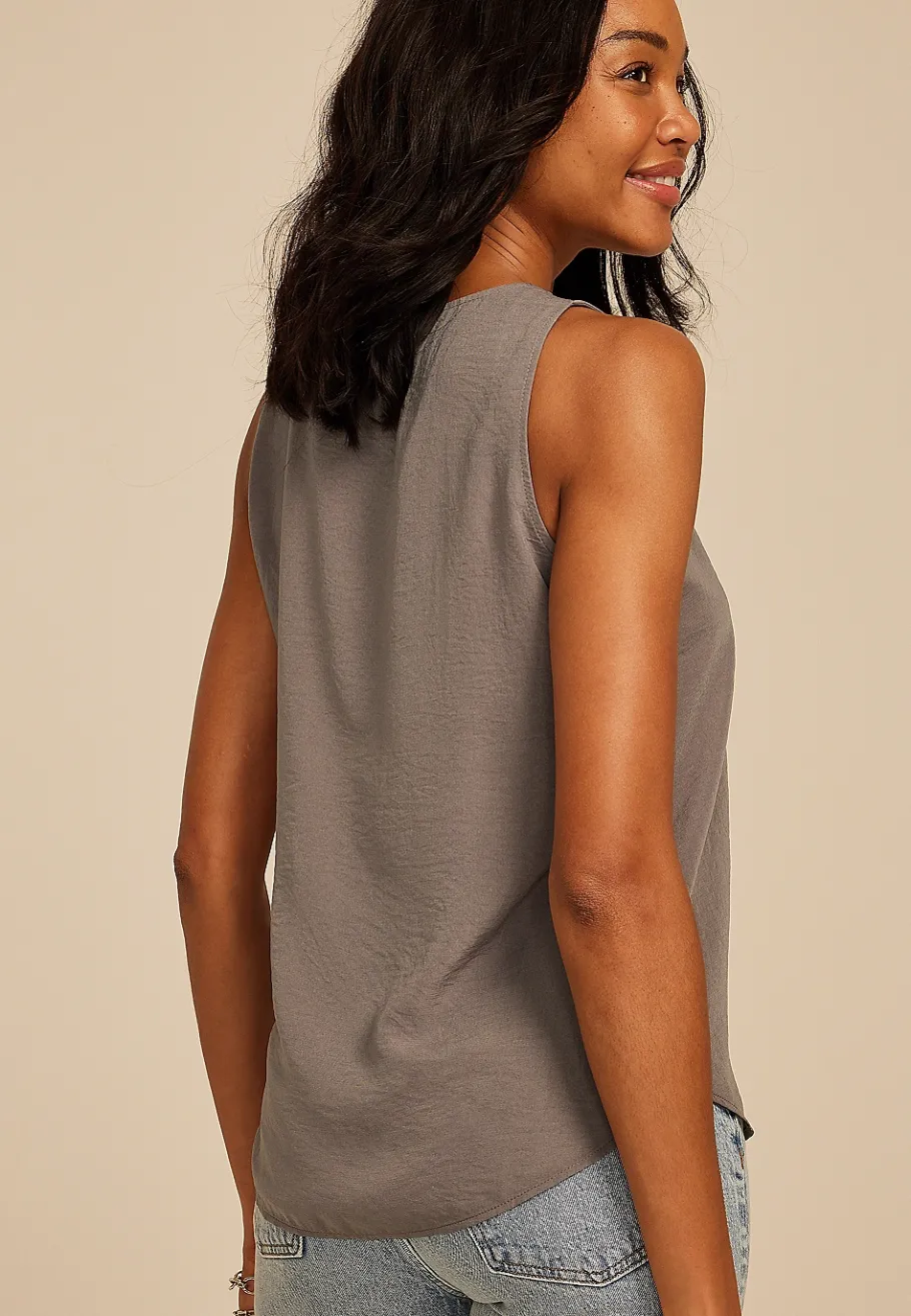 Maurices Tanks & Camis-Lace Trim V Neck Tank Top