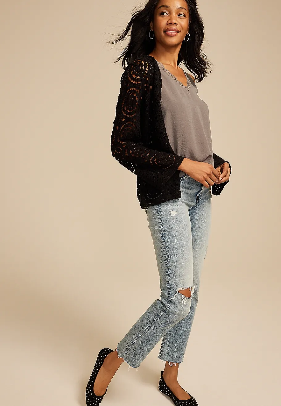 Maurices Tanks & Camis-Lace Trim V Neck Tank Top