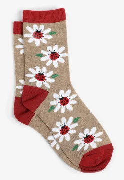 Maurices Socks & Tights-Lady Bug Floral Crew Socks